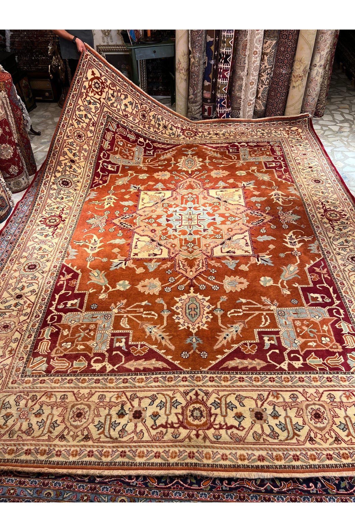 RD RAMAZAN DAG Hand Rug Art Hand-Woven Kula Rug Heriz Design 366x275 - MALLTURK