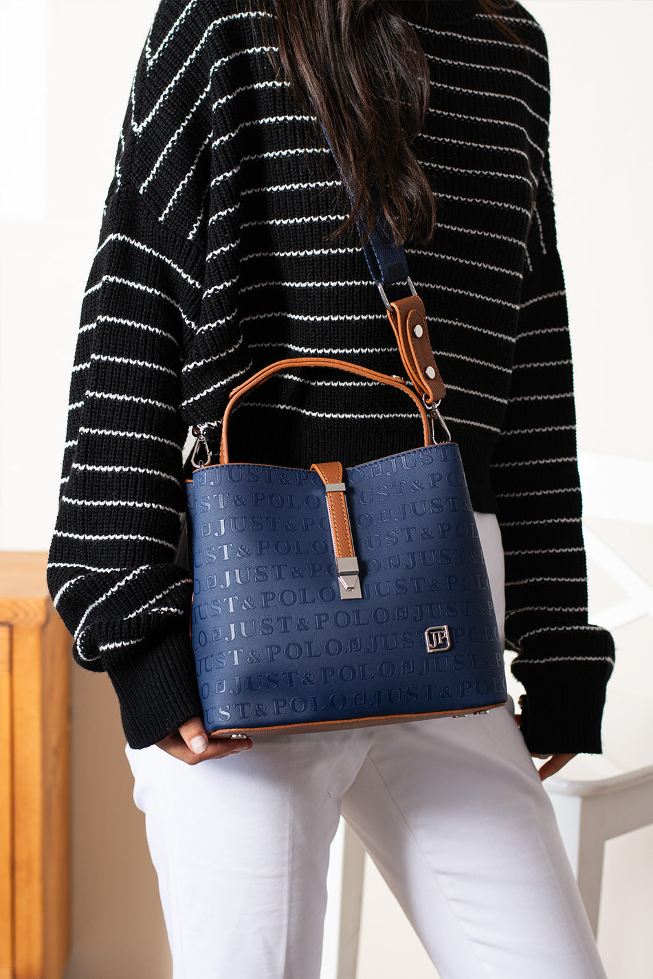 Just Polo Women's Hand and Shoulder Bag SIZE: 20X23 CM Navy Blue - MALLTURK