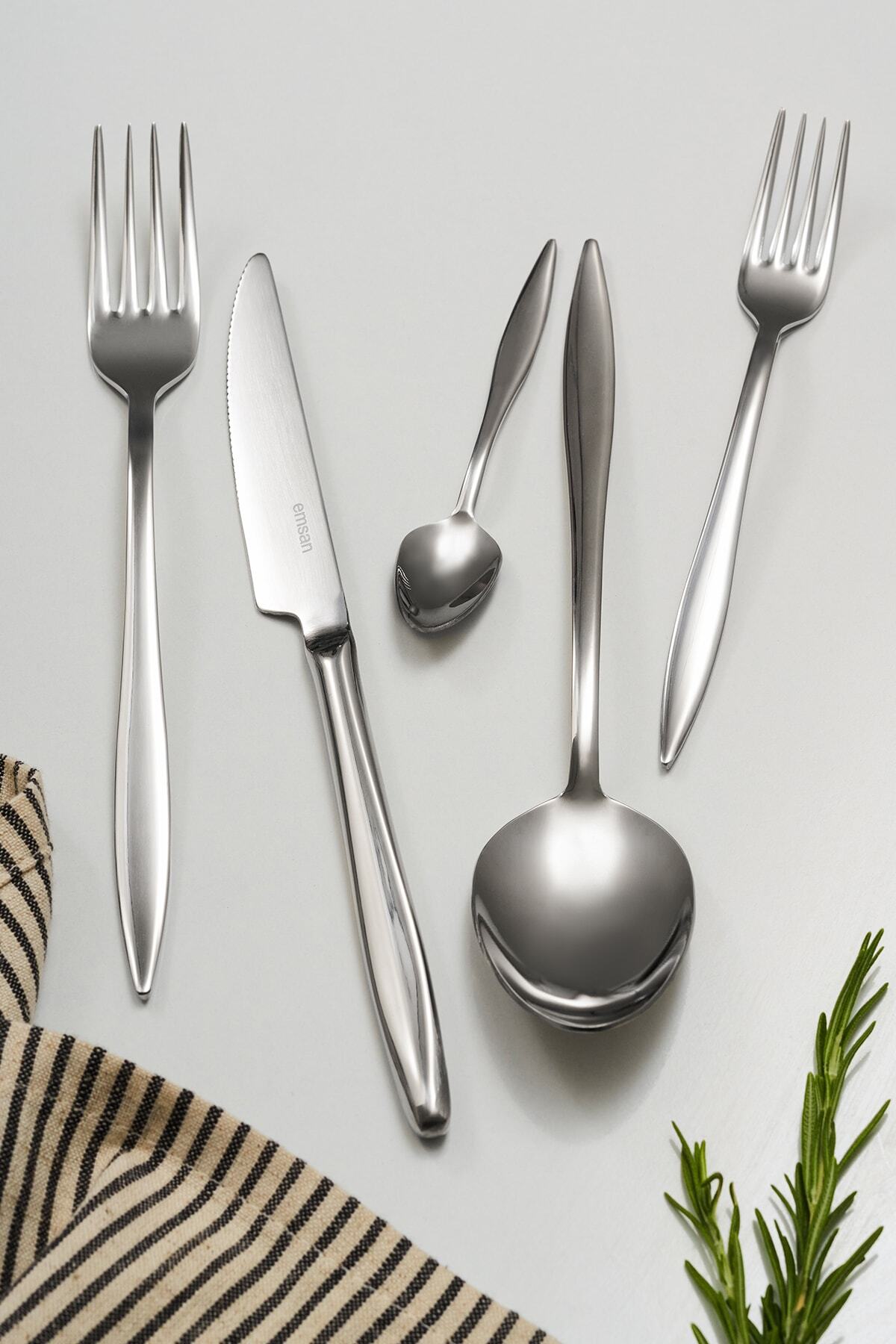 Emsan dolunay 60 Piece 12 Place Setting Flatware Set - MALLTURK
