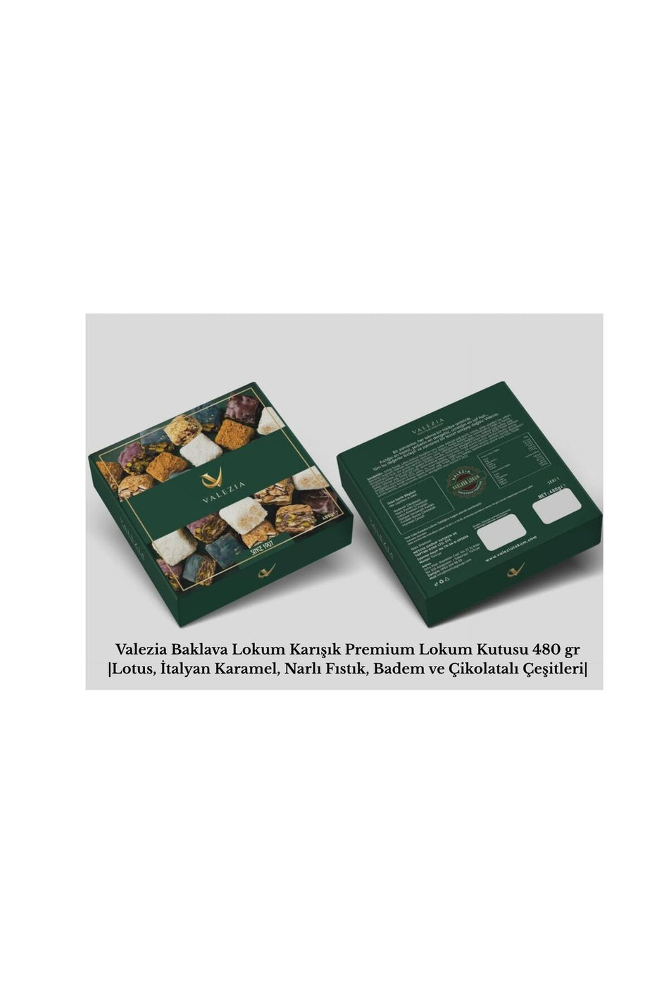 Valezia baklava Turkish Delight Assorted premium Turkish Delight Box 480 g lotus italyan karamel Pomegranate Flavored fistik Almond and Chocolate cesitler - MALLTURK