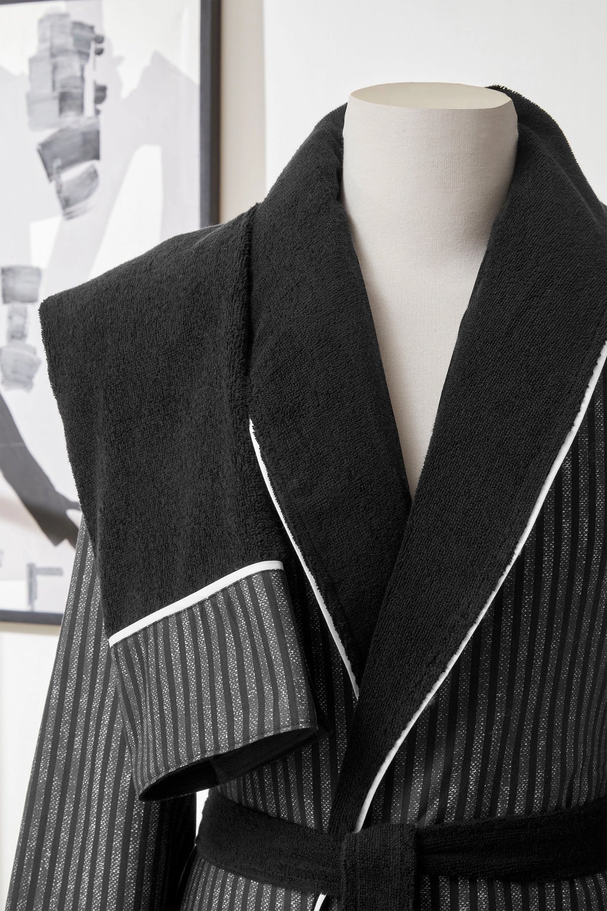 Ozdilek Noir Men Shawl Collar Bathrobe - MALLTURK