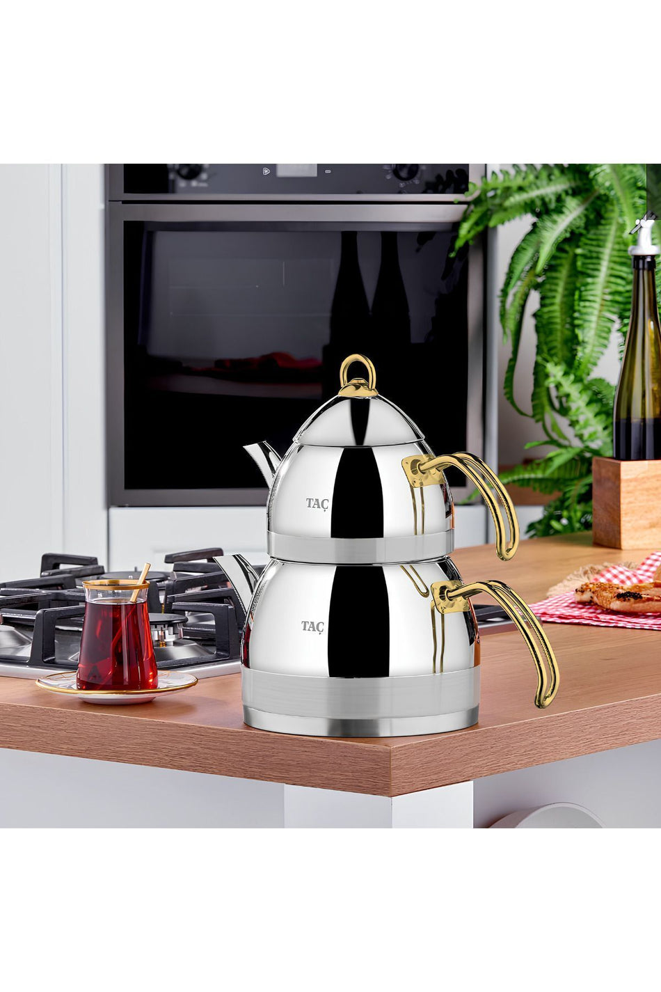 Tac Festa induction Base Family Size Teapot Gold - MALLTURK