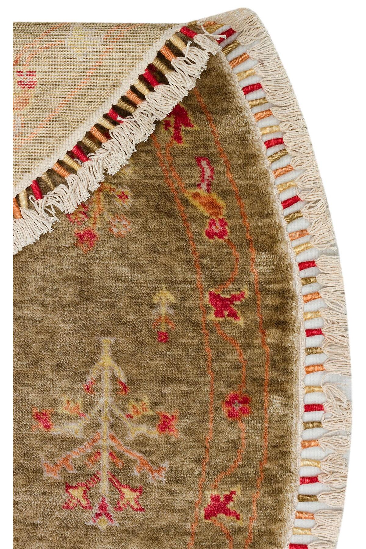 ZARA ZR 08 GREEN AUTUMN Q Eko Hali with Authentic Pattern, Special Non-Shedding and Easy-to-Clean, Made of Tencel. - MALLTURK