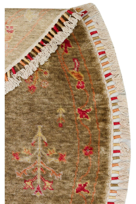 ZARA ZR 08 GREEN AUTUMN Q Eko Hali with Authentic Pattern, Special Non-Shedding and Easy-to-Clean, Made of Tencel. - MALLTURK