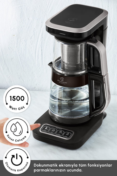 Karaca Tea Lover Robotea Pro Connect 4 in 1 Talking Glass Tea Maker Silver - MALLTURK