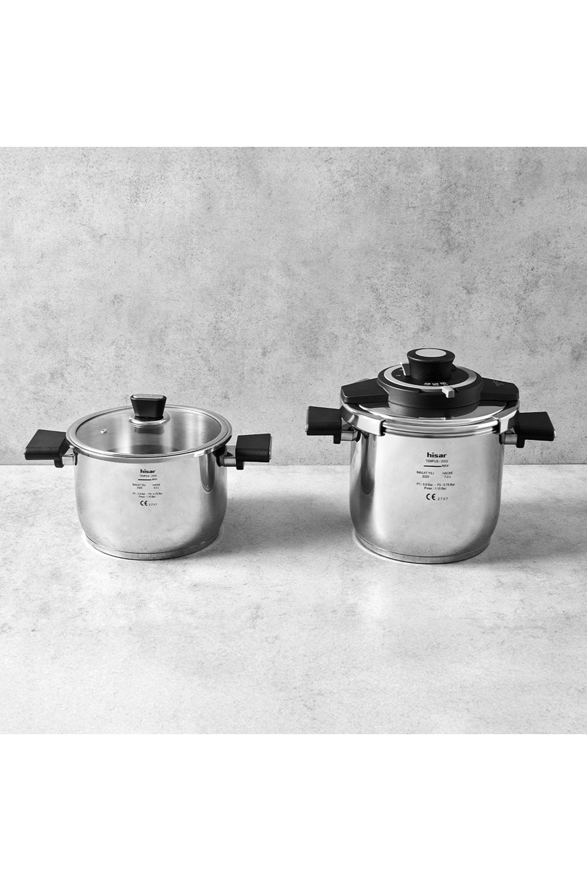 Hisar HSR-Tempus Pressure Cooker Set 4Lt + 7Lt Black - MALLTURK