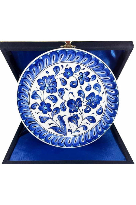 Cini Evi Iznik Tile Plate Blue Lotus Garden Patterned 18 cm - MALLTURK