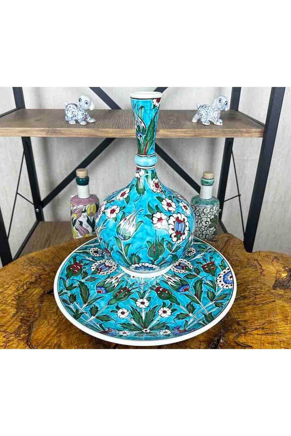 Cini Evi New Job - Promotion Gift VIP Iznik Tile Vase and Plate Set - MALLTURK