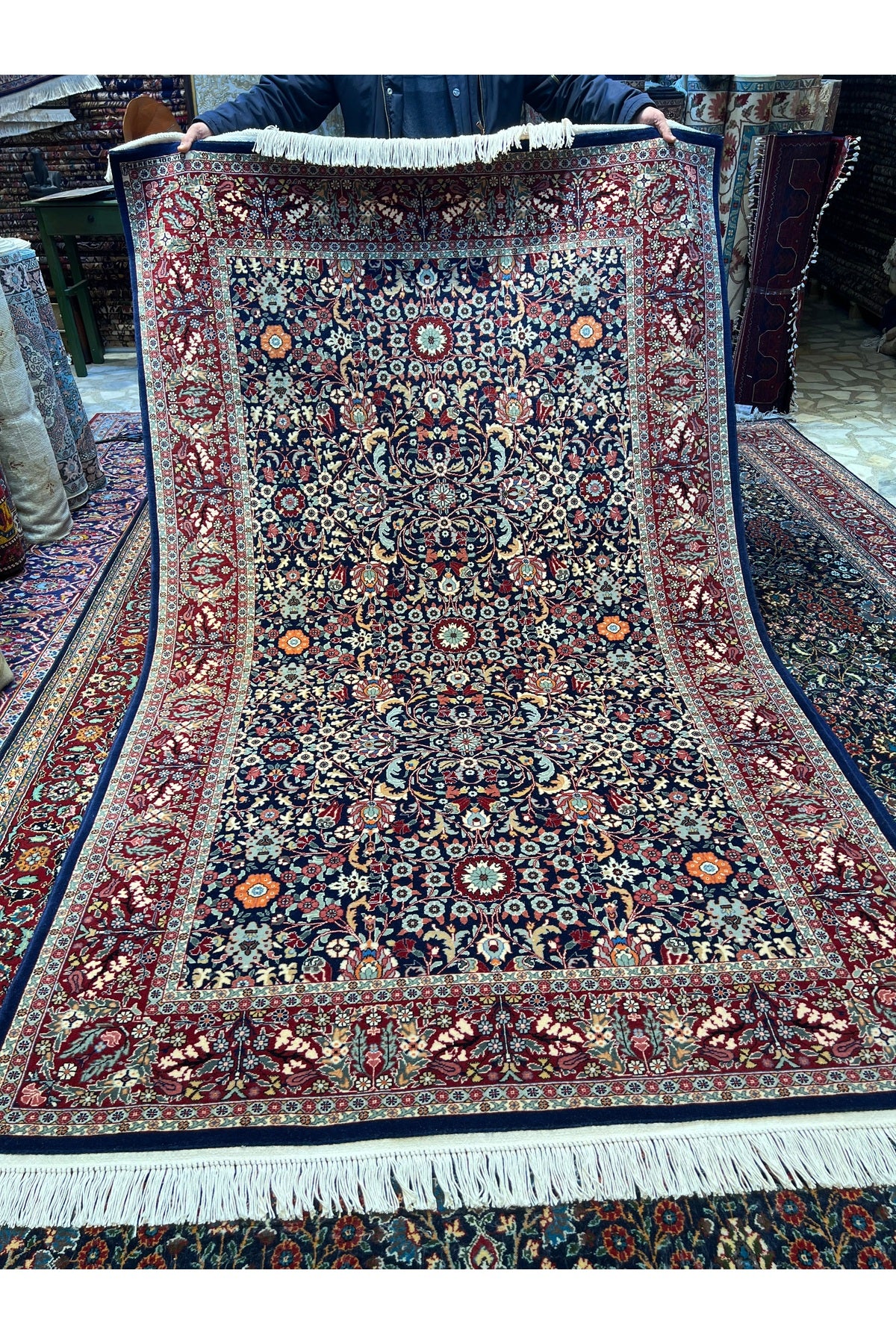 RD RAMAZAN DAG Hand Rug Art Hand-Woven Sumerbank Hereke Rug 100.Anniversary Series Lalezar Design Premium Quality Size 247x151 - MALLTURK