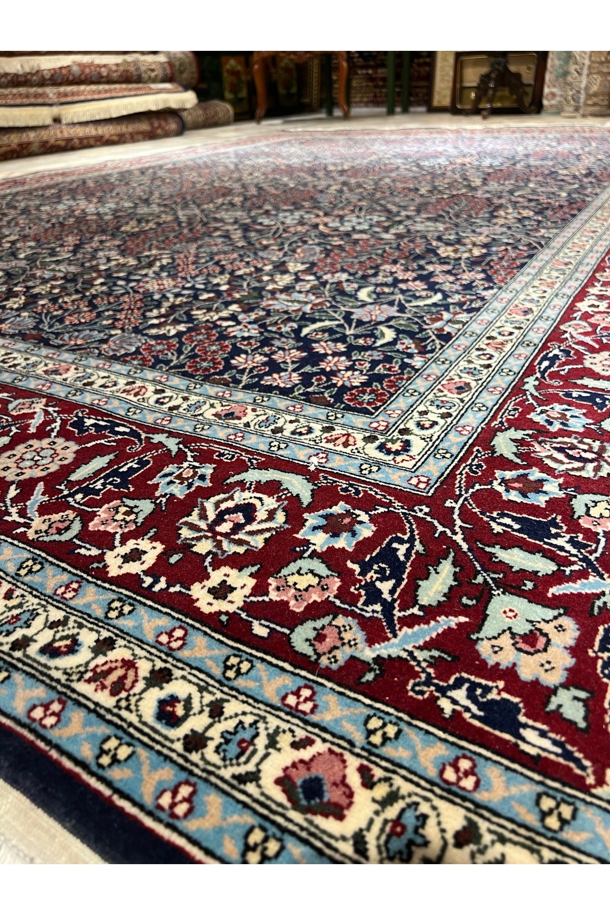 RD RAMAZAN DAG Hand Rug Art Hand-Woven Hereke Rug Seven Mountains Flower Sumerbank Weave Size 310x218 - MALLTURK