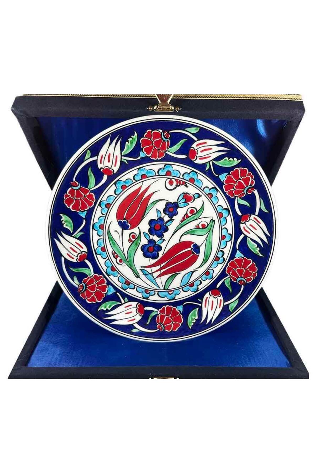 Cini Evi Iznik Tile Plate Osmanli Tulip and Pomegranate Patterned 18 cm - MALLTURK