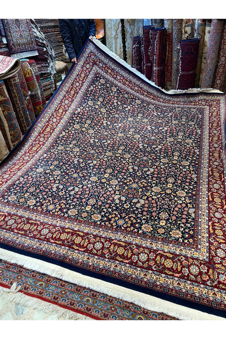 RD RAMAZAN DAG Hand Rug Art Hand-Woven Sumerbank Hereke Rug Signed Seven Mountains Flower Premium Quality Size 330x251 - MALLTURK
