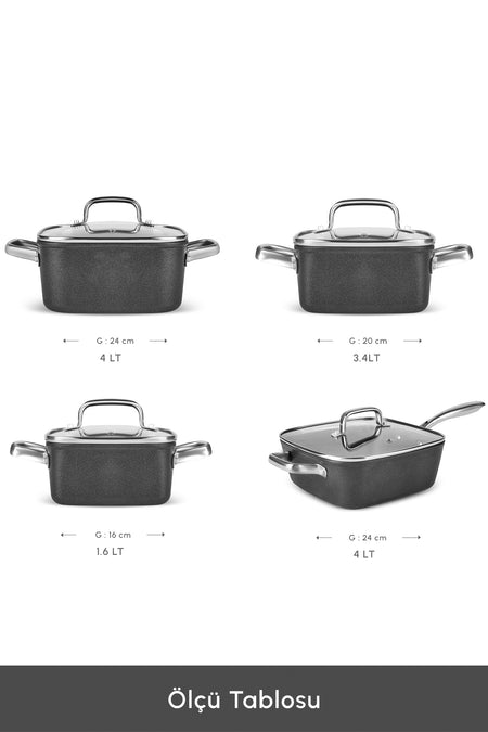 Karaca Biodiamond Quattro Induction Compatible 8 Piece Cookware Set - MALLTURK