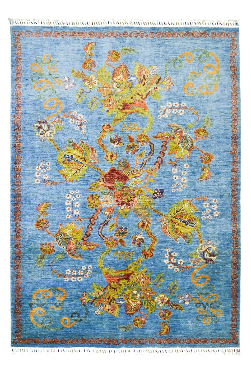 KilimCo. Afghan Sultani Cicek Pattern and Blue Color Hand-Woven Rug 171x255 cm (4.36 m2)