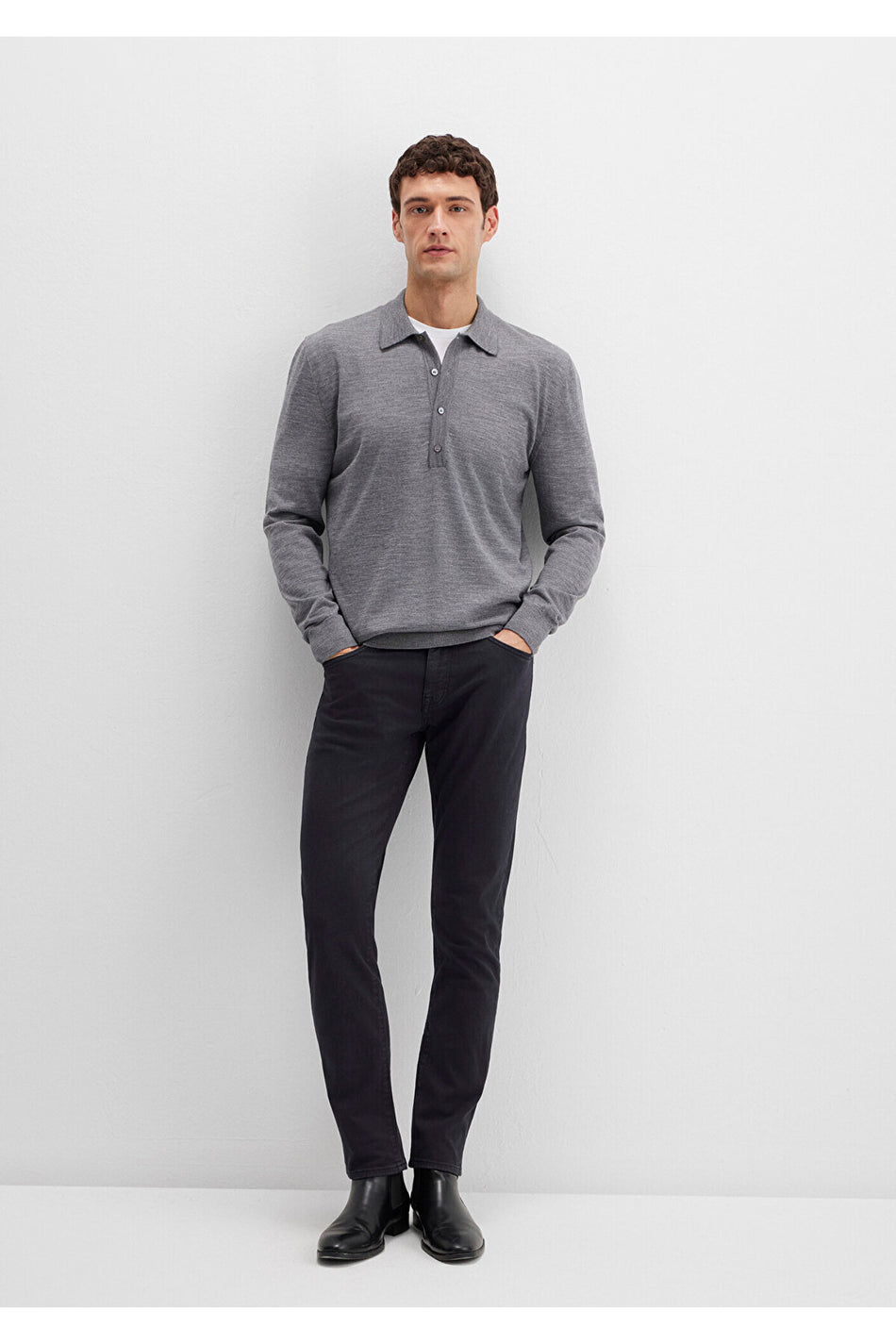 Black Dark Navy Gabardine Trousers 0042288052