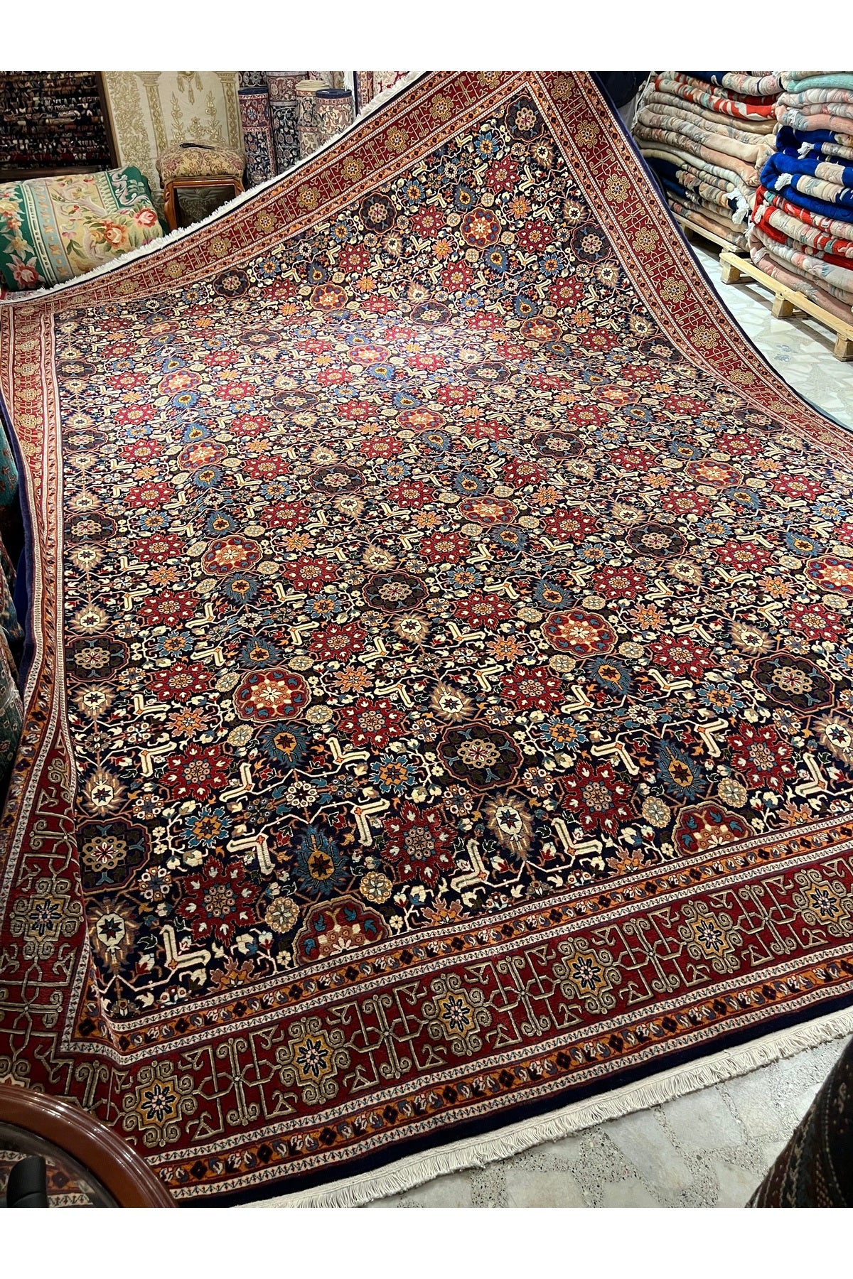 RD RAMAZAN DAG Hand Rug Art Hand-Woven Sumerbank Hereke Rug Signed Kafkas Design Premium Quality Size 417x300 - MALLTURK