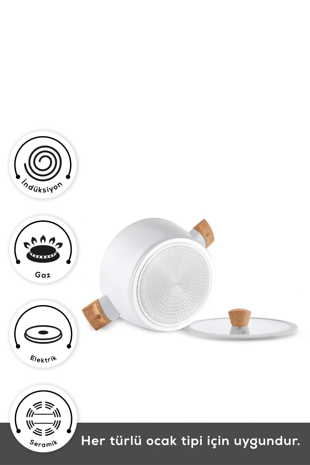 Karaca x Refika Swiss Crystal Creamy Wood 0 Yag Ile Nonstick Pot - MALLTURK