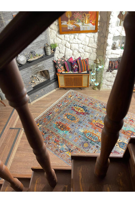 Rustikev Hand-Woven Afgan Wool Vezir Rug - MALLTURK