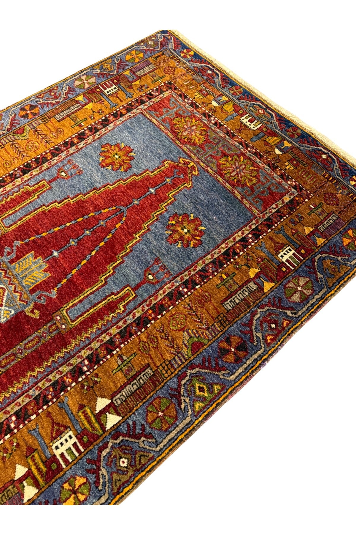 BURAK Rug Hand-Woven Collectible Antique Mihrapli Yahyali Rug 107x190 Natural Dye %100 Wool - MALLTURK
