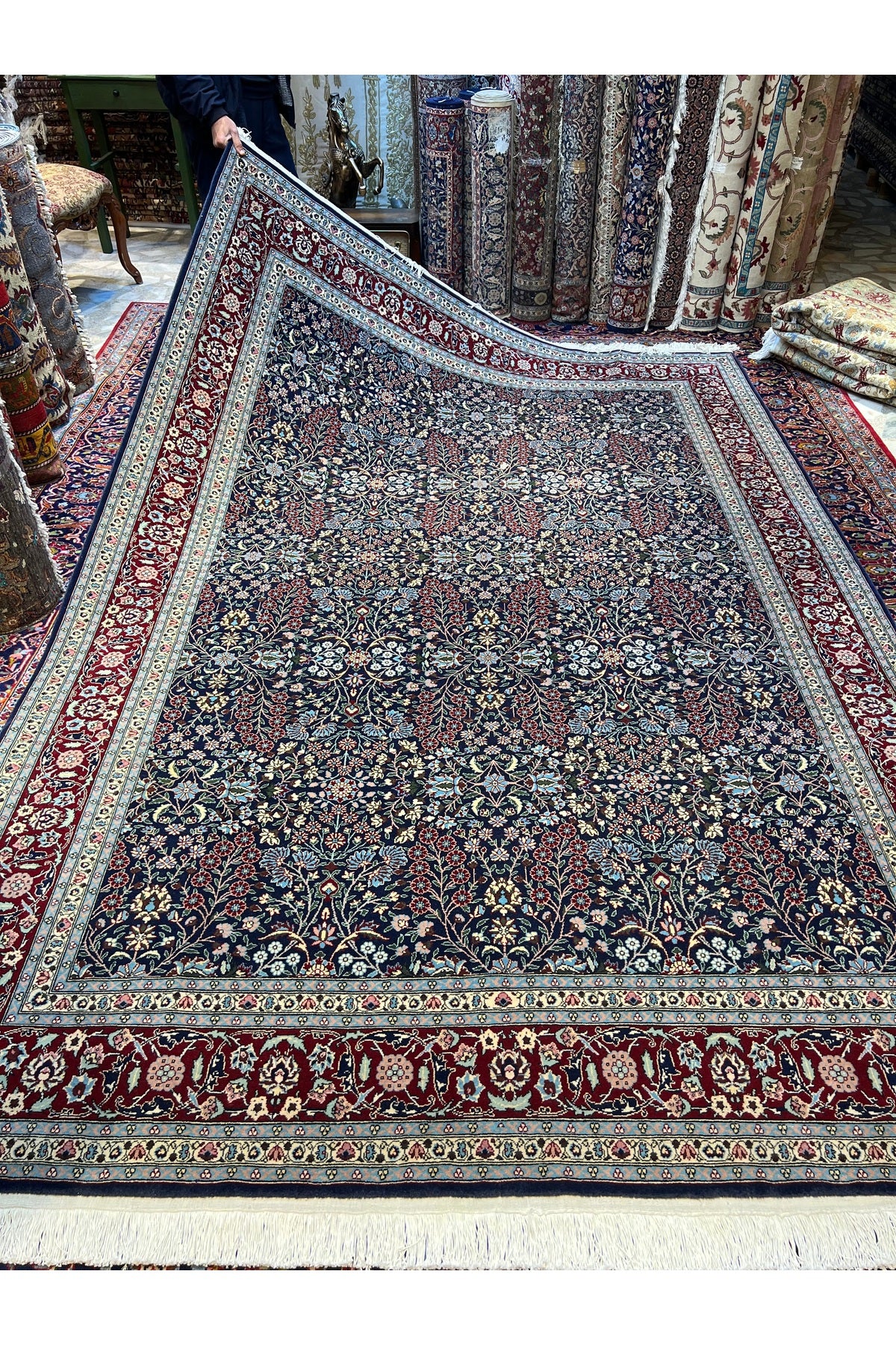 RD RAMAZAN DAG Hand Rug Art Hand-Woven Hereke Rug Seven Mountains Flower Premium Quality Size 315x220 - MALLTURK