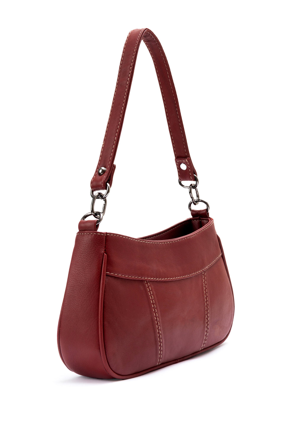 Fubileather Genuine Leather Baguette Shoulder Bag Burgundy