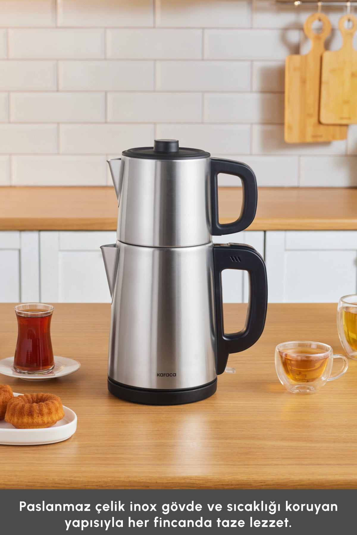 Karaca TeaBig XL 2-in-1 Stainless Steel Tea Maker and Water Kettle with 35 Tea Cup Capacity (inox) - MALLTURK