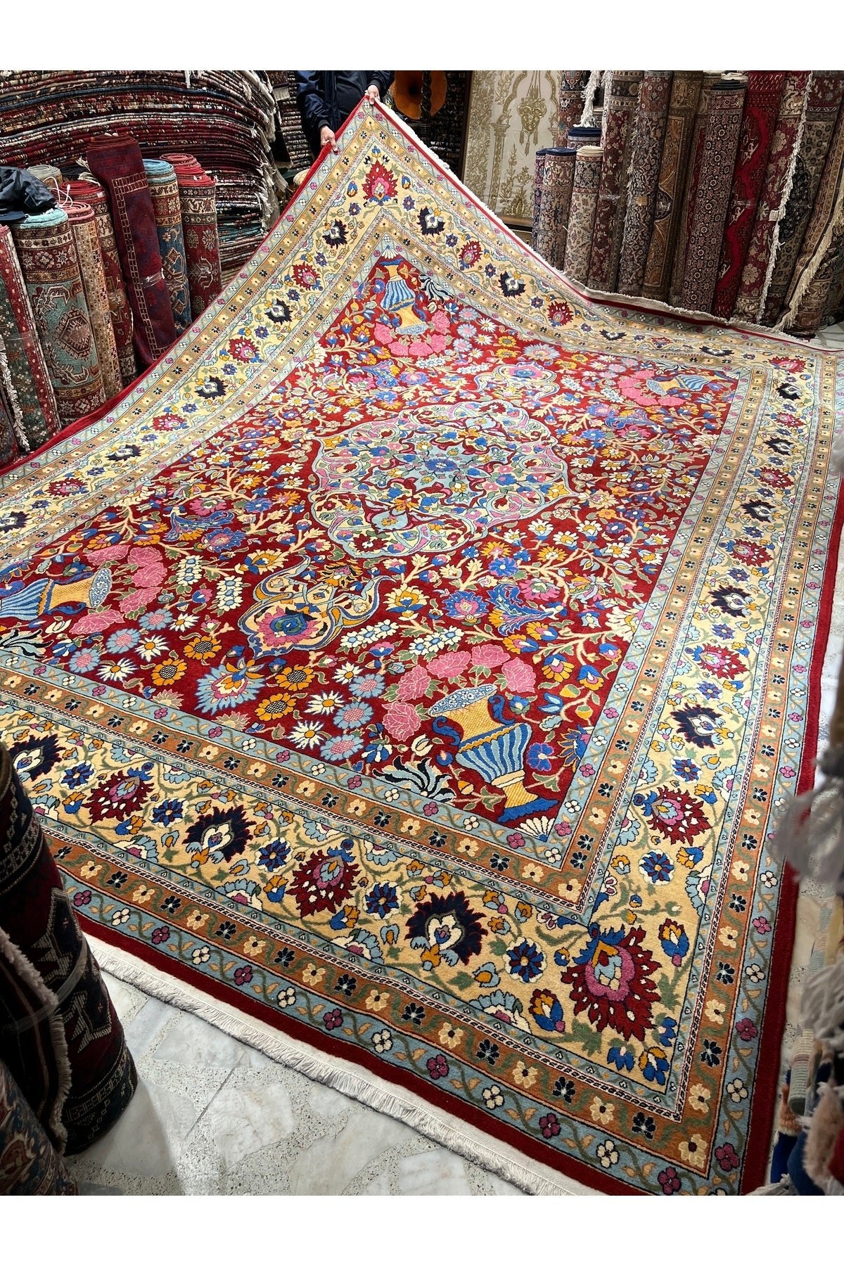 RD RAMAZAN DAG Hand Rug Art Hand-Woven Duruder Hereke Rug Rengarenk Collector Piece Size 436x300 - MALLTURK