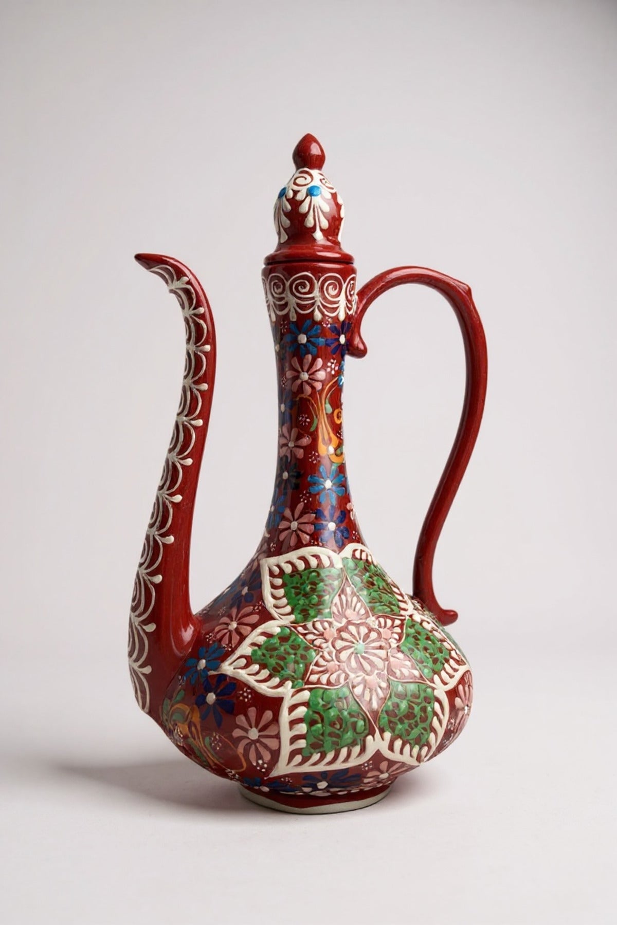 STORESZA Handmade 30cm Embossed and Lace-Work Delicate Jug Ceramic Vase - MALLTURK