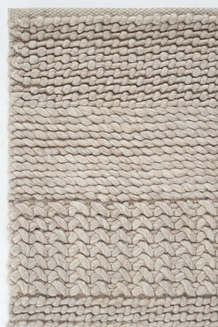 Cool Rug Elegance J352 Beige Wool Rug Natural Living Room Rug Hallway Rug Runner Hand-Woven Rug Knitted Handmade Rug