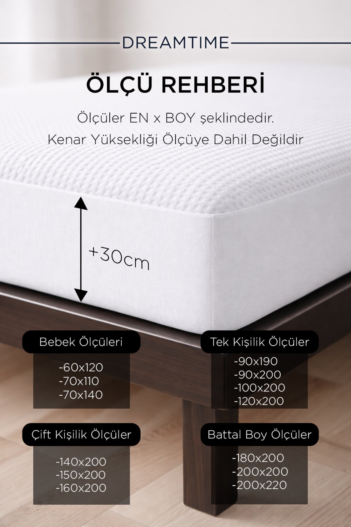 Dream Time Premium Ozel Kutulu Waterproof Fitted Mattress Protector - MALLTURK