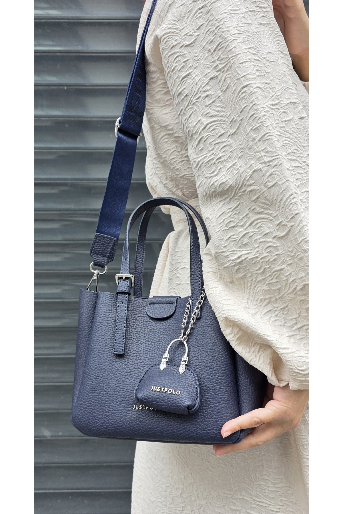 Just Polo Women's New Season 3-Compartment Luxury Soft Leather Adjustable Crossbody Stylish Shoulder Bag Dark Blue - MALLTURK