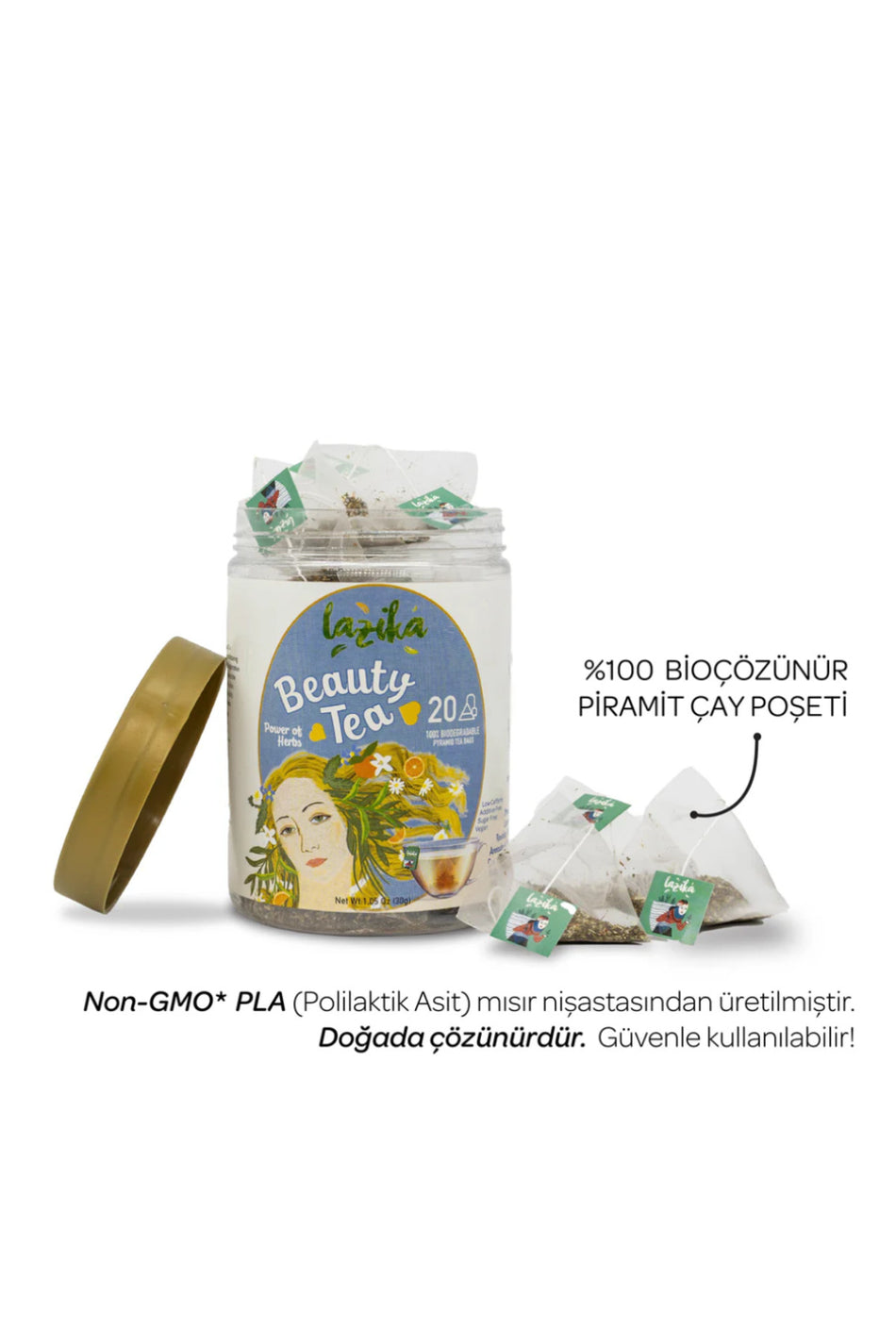 Чай LAZIKA Beauty — зелёный чай, крапива, ройбуш, корень солодки, листья авокадо (20 PLA-пакетиков)