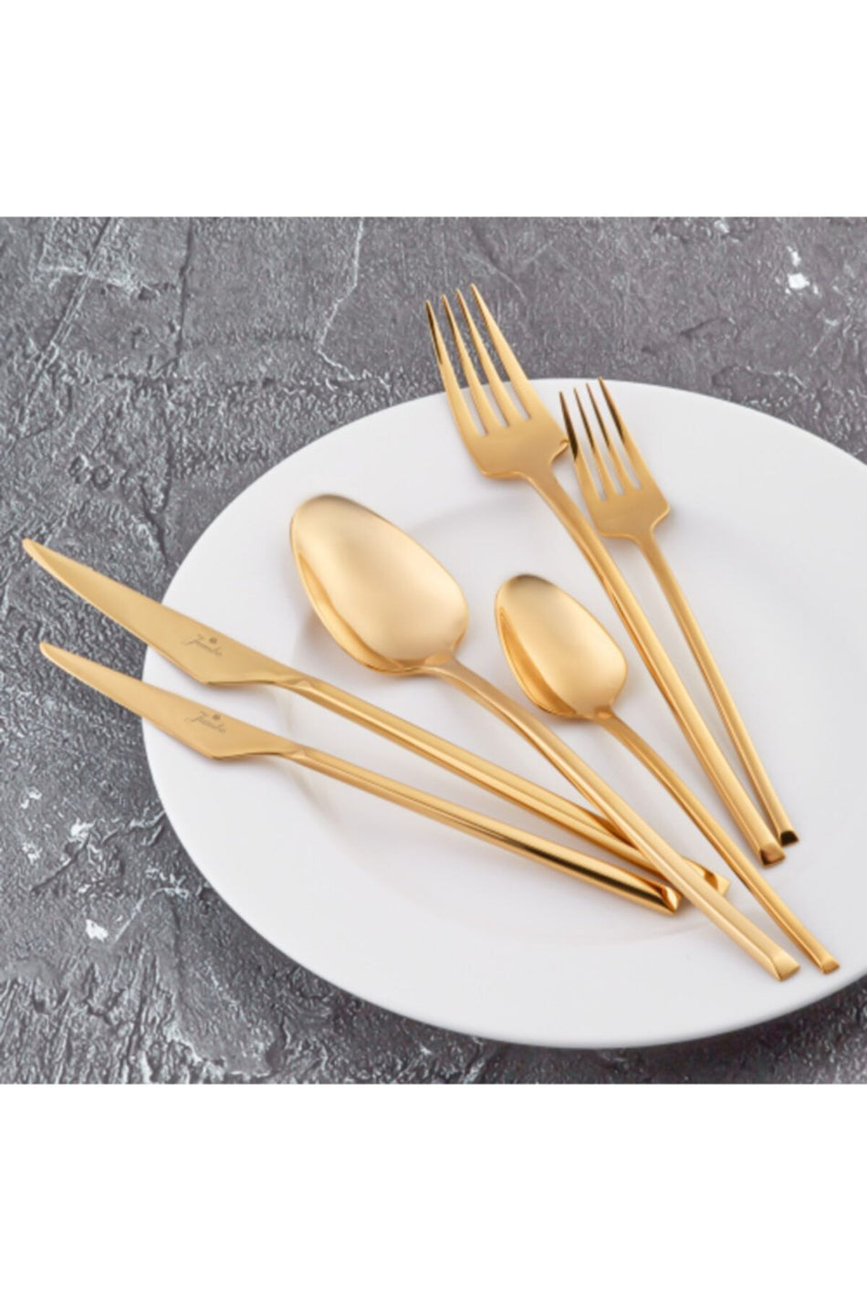 Jumbo 5500 titanyum gold 12 Place Setting 84 Piece Flatware Set - MALLTURK