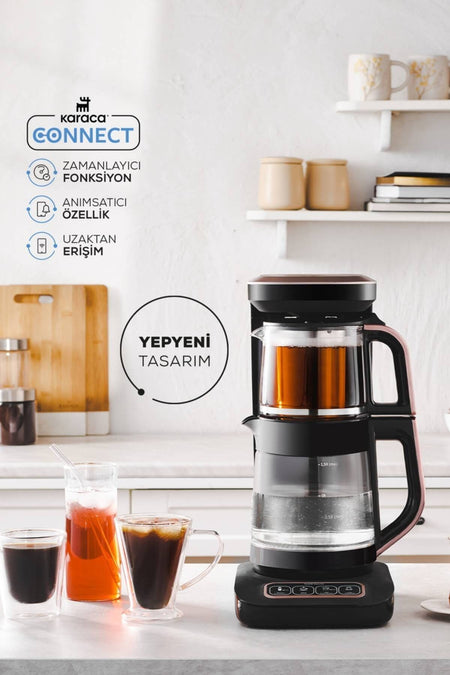 Karaca Tea Lover Robotea Pro Connect 4 in 1 Talking Glass Tea Maker Rosegold - MALLTURK