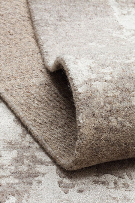 Kalesta Rug Grace Grey, Self-Patterned Pattern Wool, Viscose and Cotton Blend Pattern Elegant Living Room Rug - MALLTURK