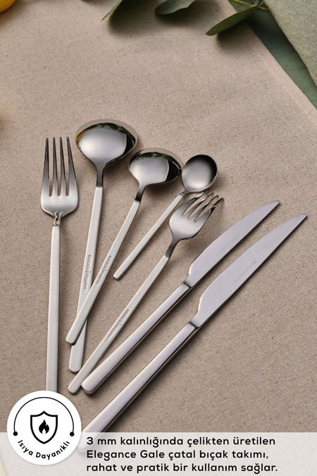 Karaca elegance gale platin 12 Place Setting 84 Piece Flatware Set - MALLTURK