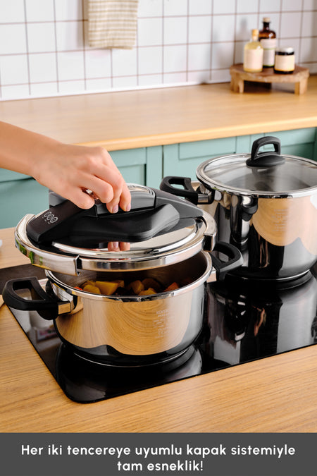 Karaca Perfect Gray induction Base Pressure Cooker Set 4+6 Liters - MALLTURK