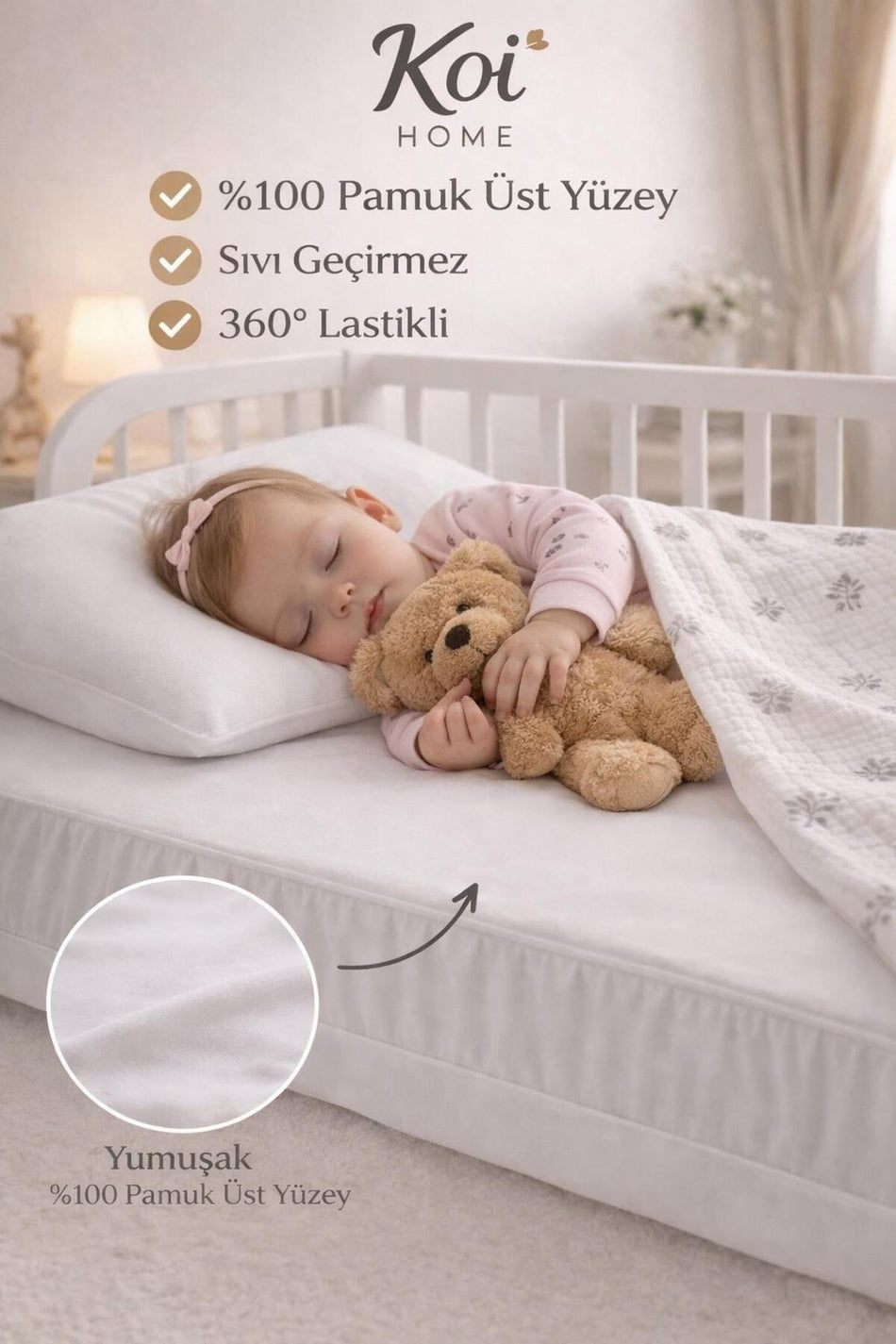 Koi Home Waterproof Cotton Fitted Baby & Kids Mattress Protector - MALLTURK