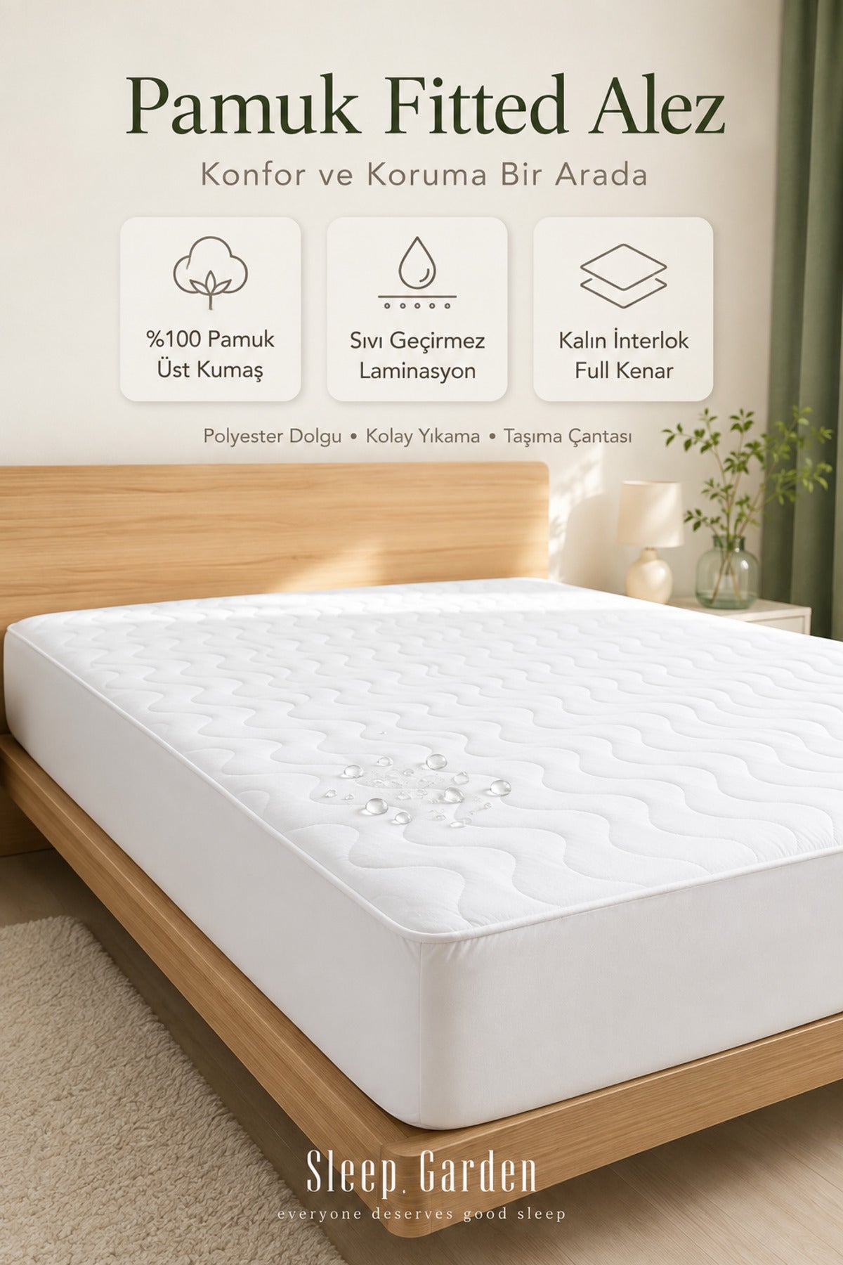 Sleep Garden Waterproof Cotton Quilted Fitted Mattress Protector - MALLTURK