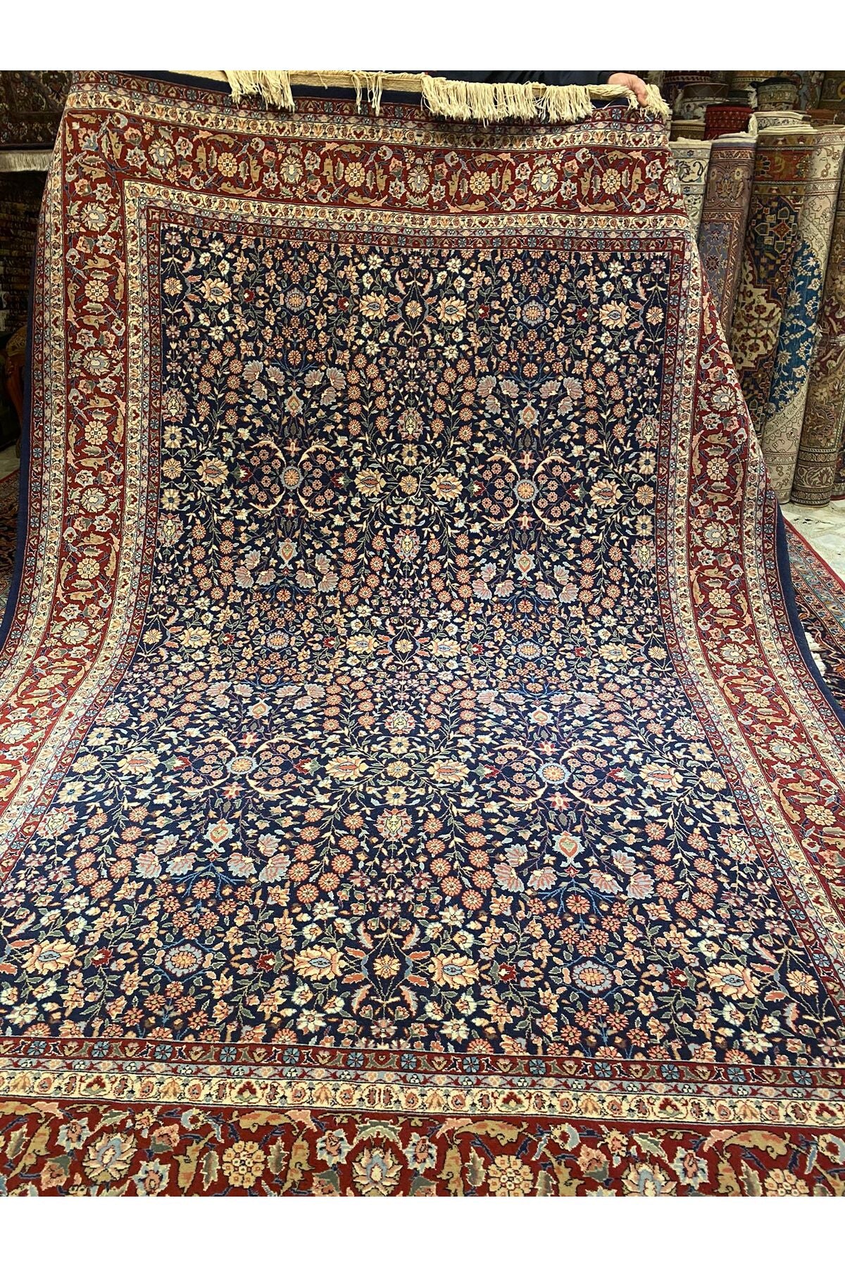 RD RAMAZAN DAG Hand Rug Art Hand-Woven Hereke Rug Signed Seven Mountains Flower Size 280x200 - MALLTURK