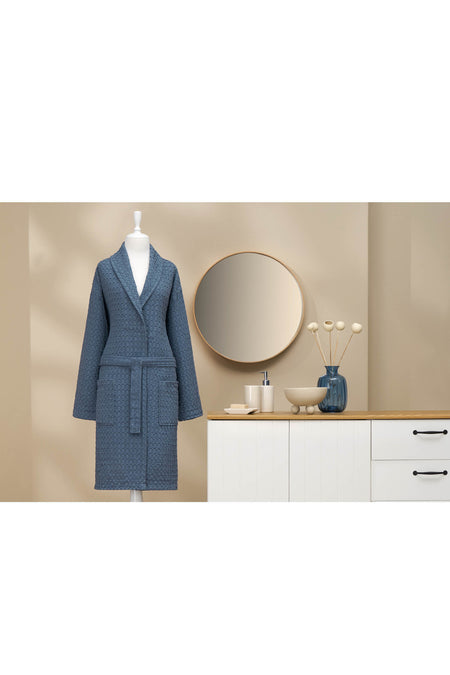 Ozdilek Textured Waffle Shawl Collar Bathrobe - MALLTURK