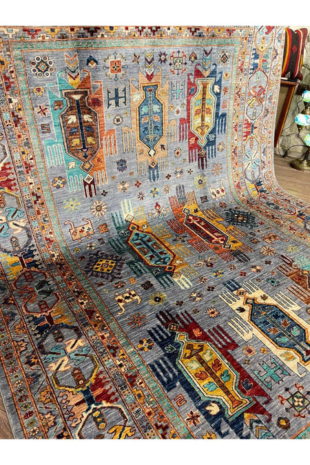 Rustikev Hand-Woven Afgan Wool Vezir Rug - MALLTURK