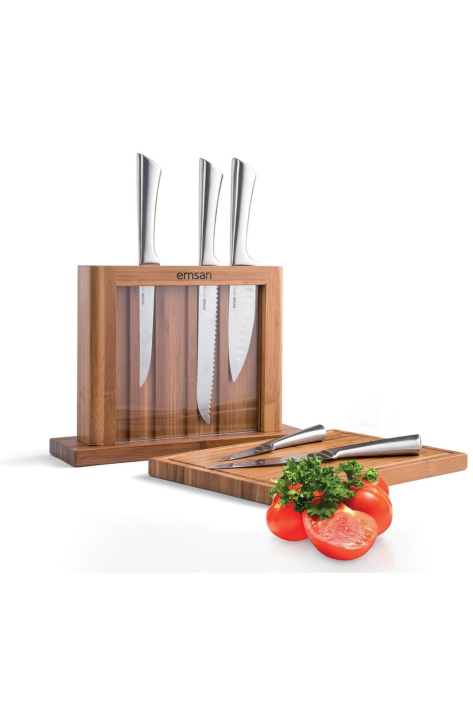 Emsan matriks 7 Piece kesme tahta Stainless Steel Knife Set metal - MALLTURK