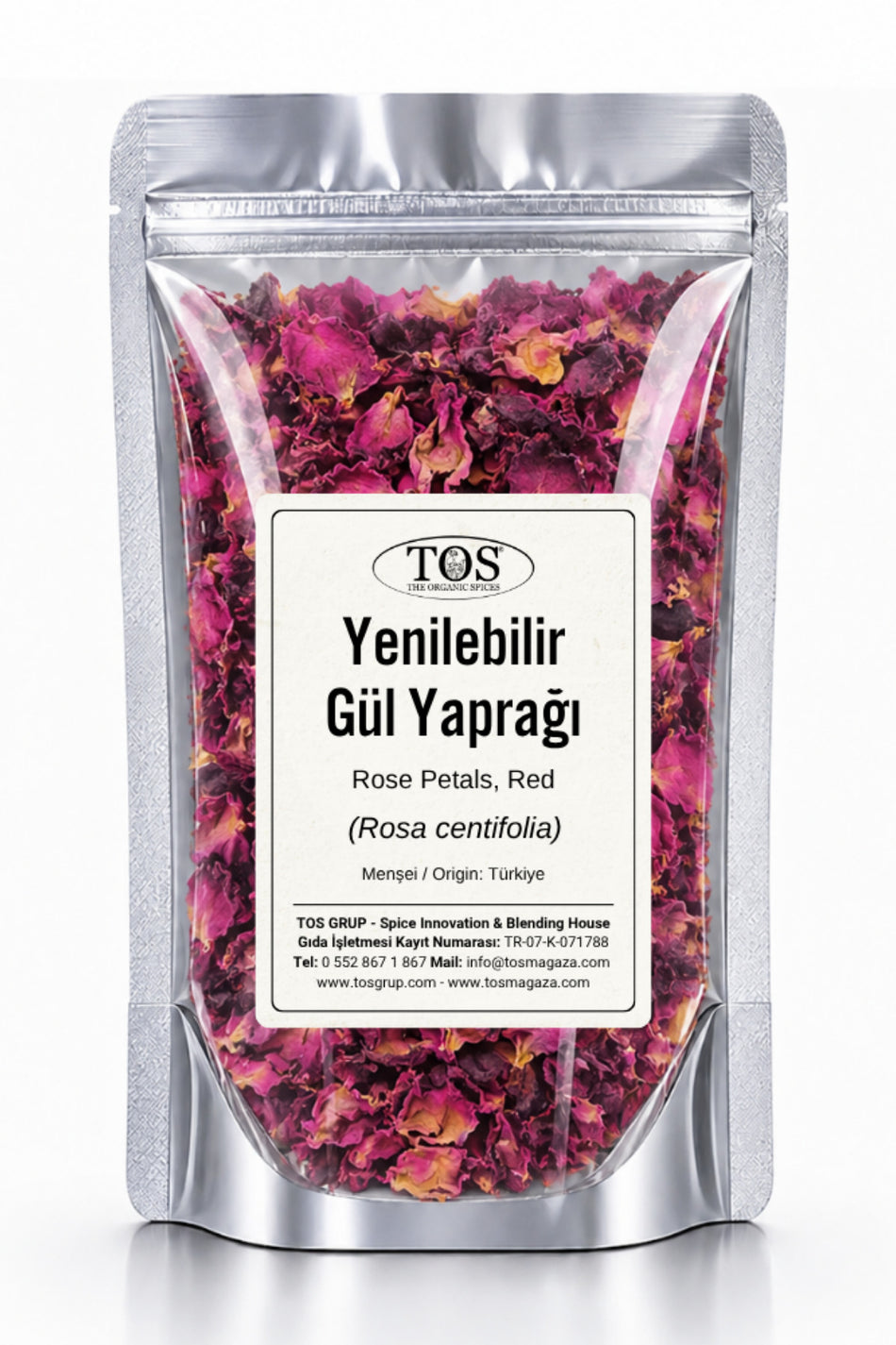 TOS The Organic Spices Edible Rose Petals 250 gr (1st QUALiTY) Rosa Centifolia / Rose Petals, Red