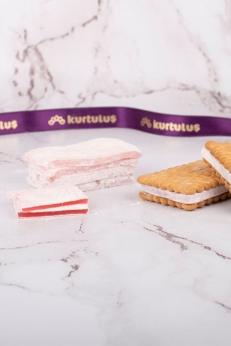Kurtulus Kuruyemis Rose Flavored Biscuit Size Turkish Delight 500gr - MALLTURK