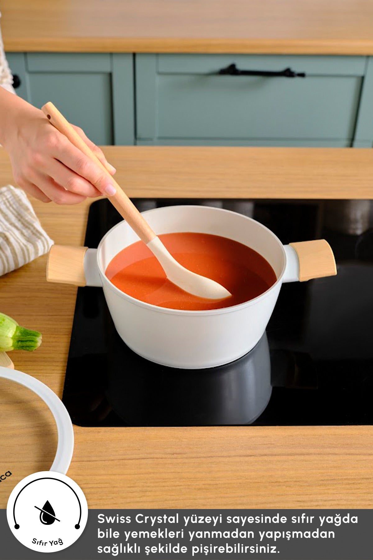 Karaca x Refika Swiss Crystal Almond 0 Yag Ile Nonstick Induction Compatible Pot - MALLTURK