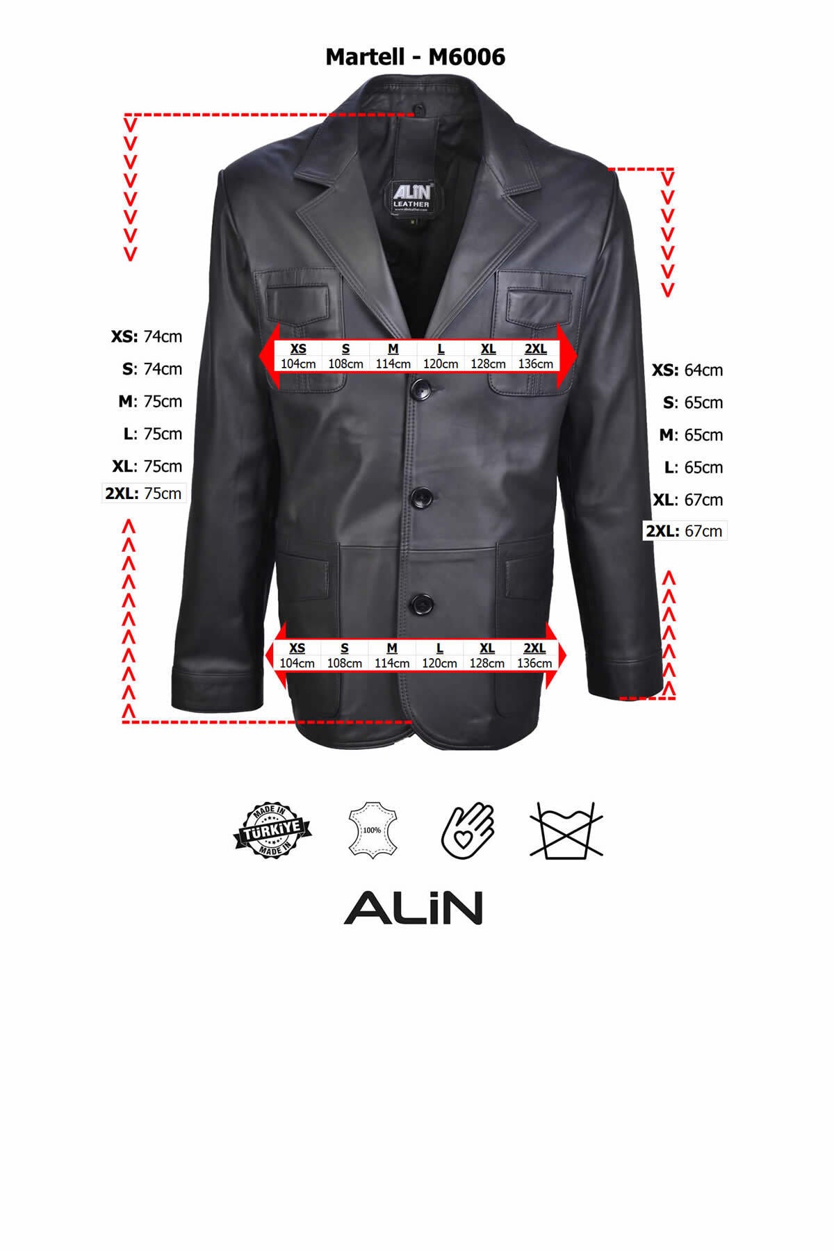 ALIN Martell Men's Genuine Leather Blazer Leather Jacket Black - MALLTURK