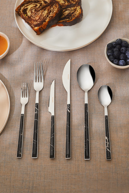 Karaca leda 36 Piece 6 Place Setting Flatware Set black - MALLTURK