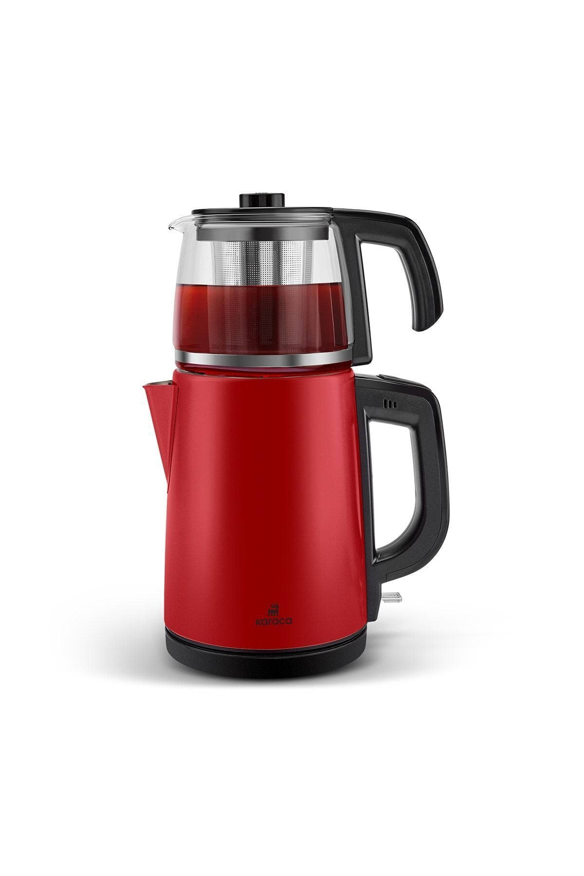 Karaca Tea Glass 2-in-1 Stainless Steel Tea Maker and Kettle, Red - MALLTURK