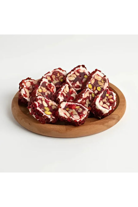 HALUK cerez zeresk uzumlu Pomegranate Flavored Pistachio Rolled Turkish Delight 500 g - MALLTURK